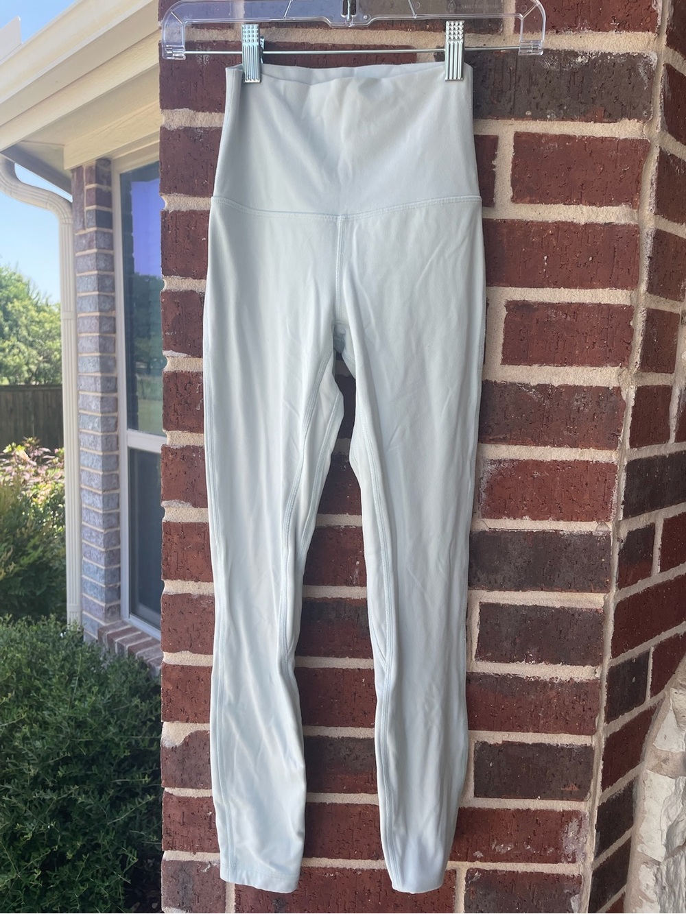Lululemon High-Waisted Light Gray Leggings with Wide Band